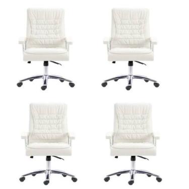 Imagem de Kit 4 Cadeiras Escritório Presidente Ergonômica NR17 material sintétic