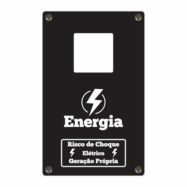 Imagem de Tampa Padrão de Energia e Água em Alumínio c/Gravação a Laser Pronto p/Instalar c/Acabamento Monofásico Trifásico (Monofásico - Preto - Geração Própria)