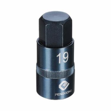 Imagem de HARFINGTON Soquete hexagonal de impacto de 1/5.1 cm H19 (19 mm) soquete métrico de 5,6 cm de comprimento S2 aço 6 pontos para adaptador de furadeira elétrica, azul