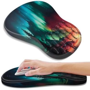 Imagem de YIWEI Mouse pad ergonômico com suporte para descanso de pulso, mousepad com descanso de pulso de espuma viscoelástica confortável e base de poliuretano antiderrapante para alívio da dor, computador