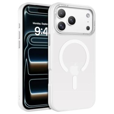 Imagem de BENTOBEN Capa magnética para iPhone 17 Pro de 6,3 polegadas 2025, [compatível com Magsafe] Capa protetora fina e fofa fosca translúcida à prova de choque para iPhone 17 Pro, branca