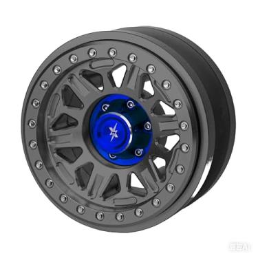 Imagem de BEAXTURBO Racing Upgrade Parts R/C CNC 7.4 cm Roda de bloqueio de contas de alumínio B para Axial SCX6 Trail Honcho Gray 1/6 1 peça (cinza/azul)