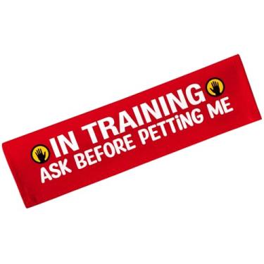 Imagem de Advivio In Training Ask Before Petting – Manga engraçada para coleira de cachorro, etiqueta de identificação pendurada com alerta de cão de serviço, envoltório de coleira de treinamento para presente