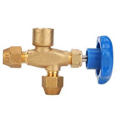 Imagem de Válvula de Três Válvulas, Adaptador de Latão Conector à Prova Terremoto do Adaptador Latão Esfera Ar Condicionado, Facilmente Desmontada e Montada, Design Simples, Fácil Fazer (Manômetro)