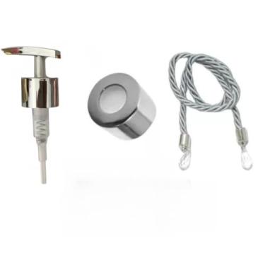 Imagem de Kit Válvula Saboneteira Luxo com Tampa Difusor - Vedação Total - 2 Cordões Cristal - Rosca 28/410(Prata)