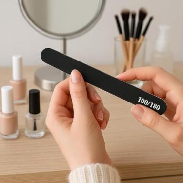 Imagem de Conjunto profissional de lixa de unha e lixas de unha, pacote com 20 quadros de esmeril de grão 100/180 para mulheres, kit reutilizável de cuidados com as unhas para uso doméstico e salão de beleza