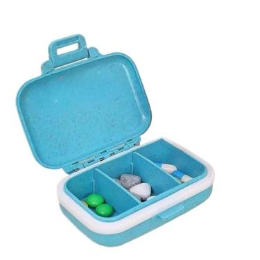 Imagem de Porta Comprimidos Portátil com 3 Divisórias - Organizador de Remédios para Viagem e Dia a Dia(2,Azul)