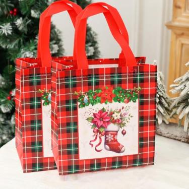 Imagem de 2 peças de saco de presente de Natal Papai Noel não tecido decoração de Natal para casa 2025 presente de Natal embalagem de ano novo, 23 * 22 * 11 cm (meia de Natal)