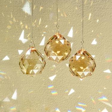 Imagem de 3 peças de enfeite decorativo de cristal pendurado, pingente facetado para casa, casamento, decoração de janela (três pacotes coloridos champanhe)