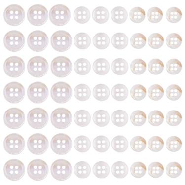 Imagem de 60 peças de botões brancos de costura natural, botão de artesanato para camisas, roupas, casacos, casacos, jaqueta, jeans, saias, costura, artesanato, decoração DIY