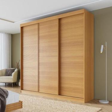 Imagem de Guarda-roupa Casal 3 Portas de Correr Ripadas Samambaia Cabecasa Madei