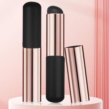 Imagem de 2 pincéis de silicone para unhas, pincel ombré, ferramentas de arte de unhas de silicone, aplicador de silicone cromado para unhas, pincéis reutilizáveis para esmaltes de unhas com tampa protetora