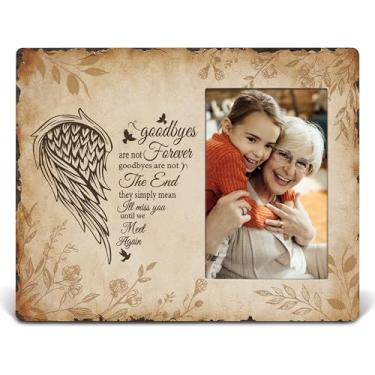 Imagem de APJYM Molduras de memorial vintage, 10 x 15 cm, presentes de luto para pessoas amadas, presentes de memória amorosa, Goodbyes Are Not Forever