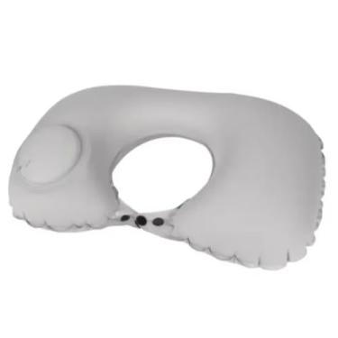 Imagem de Travesseiro De Viagem Avião Inflável Leve Portátil Pescoço Automática Inflável Cervical (CINZA)