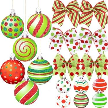 Imagem de XJYXQF Enfeites de árvore de Natal, 18 peças, conjunto de decoração de Natal de madeira com 12 bengalas de madeira inquebráveis e 6 laços de fita para pendurar, decorações de festa de Natal em casa