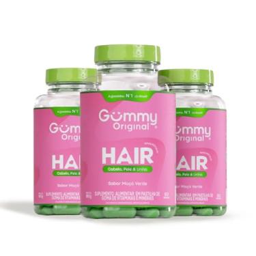 Imagem de Kit 3 Gummy Hair Vitamin Cabelos Unhas Maçã Verde 60 Gomas