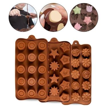 Imagem de Kit 3 Forma Silicone Confeitaria Molde Doce Vela Gelo Bombom