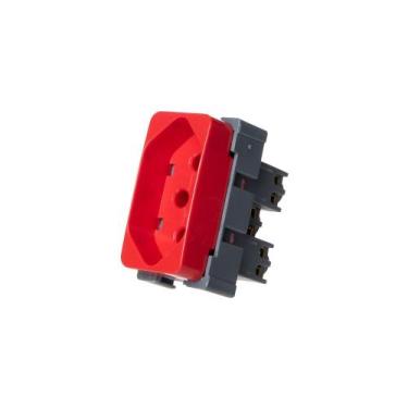 Imagem de Módulo Tomada MarGirius B3 2P+T 10A Vermelho, Vermelho