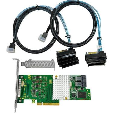 Imagem de Placa de expansão SAS HBA PCIe SATA compatível com D3307 e LSI 9300-8i IT Mode, suporte expansor, 8 portas 12Gb/s PCIe 3.0, com 2 cabos SFF-8643 para 4X SAS 8482 para NAS TrueNAS unRAID