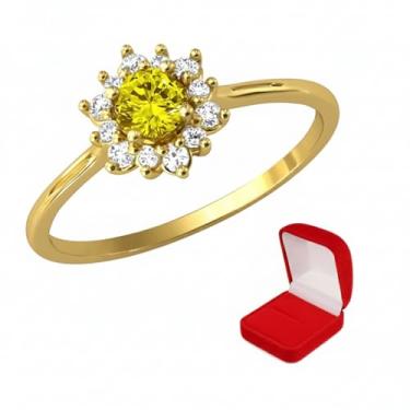 Imagem de Anel de formatura Amarelo Citrino Banhado a Ouro 18k - Modelo Luna - Acompanha caixinha de veludo Vermelha (23)