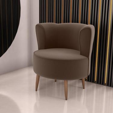 Imagem de Poltrona Para Sala De Recepção Bela Veludo Marrom