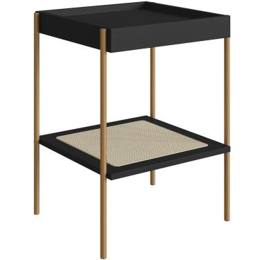 Imagem de Mesa Lateral Para Sala De Estar Industrial Indy A03 Nero Dourado