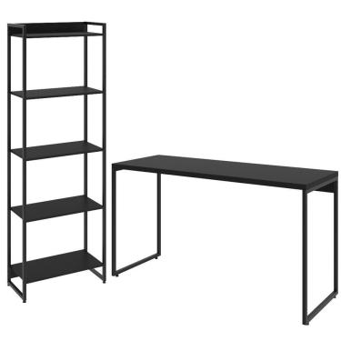 Imagem de Kit Escritório Estante 5 Prateleiras Com Mesa 135Cm Onix