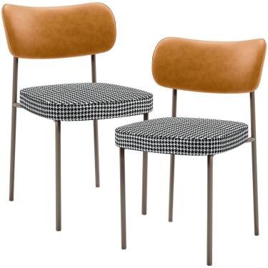 Imagem de Kit 02 Cadeiras Decorativa Sala De Jantar Melina Base Arena L02 Couríssimo Whisky Pied Poule