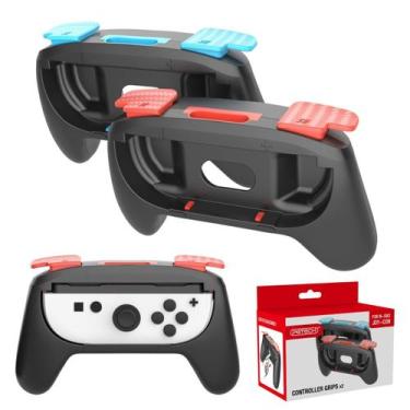 Imagem de 2 Grip Suporte De Controle Para Nintendo Switch 2 Joy-con Azul e Verme