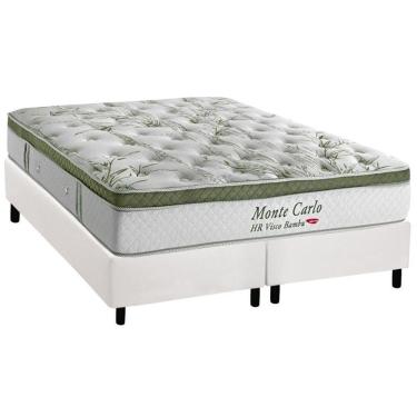 Imagem de Cama Box King: Colchão Molas Ensacadas Herval Monte Carlo Hr Visco + Base Branco(193X203)