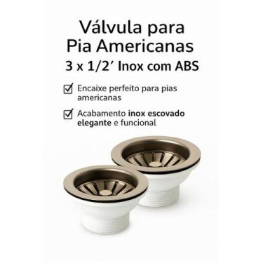 Imagem de Válvula Americana Inox 3.1/2" Para Pia de Cozinha Alta Qualidade premi