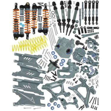 Imagem de RCYouHott RC Upgrades Part for 1/10 Rustler/Slash/Stampede 4x4 4WD VXL,Arm/Shocks/gearbox/37T Diff Gear/Caster Block,Steering Blocks/Stub Axle Carriers/Drive Shaft/Shock Tower/Links,Titanium