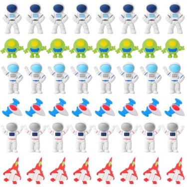 Imagem de Resurhang 48 peças de borracha tema espacial figura astronauta astronauta alienígena nave espacial borrachas prêmio suprimentos presentes lembrancinha de festa (espaço)