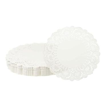 Imagem de HARFINGTON 300 peças de guardanapos de papel redondos de 23,5 cm para bolos sobremesa artesanato festa casamento aniversário decoração de mesa, branco
