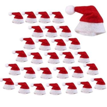 Imagem de WarmShine Pacote com 30 mini chapéus de Natal mini mamadeiras de Natal Lollipop Candy Cover Hat Holiday Party Supplies, 6 x 2,5 polegadas