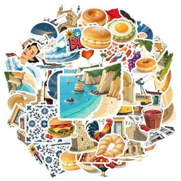Imagem de 50 peças de Portugal marcos de viagem alimentos adesivos de papelaria ilustrativos para laptop motocicleta bagagem telefone mala geladeira telefone bagagem laptop guitarra carro adesivos brinquedos