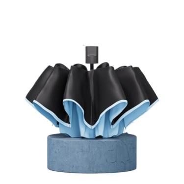 Imagem de barenx Guarda-chuva elegante, guarda-chuva dobrável automático premium, guarda-chuva com proteção UV, guarda-chuva compacto - 8/10/24/60 costelas, 8 costelas com design rodado, azul