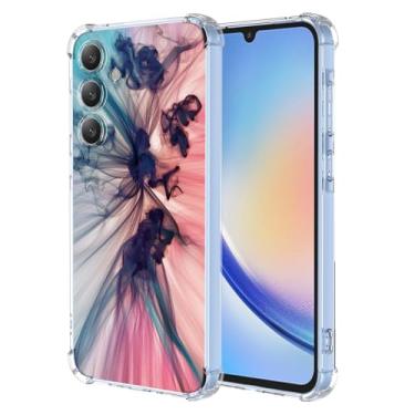 Imagem de WEIOUHR Capa para Galaxy A55 5G Samsung A55 5G Transparente TPU Macio Design Padrão Abstrato, Resistente a Choques Capa Protetora Leve, para Samsung Galaxy A55 5G (Azul Escuro Rosa)