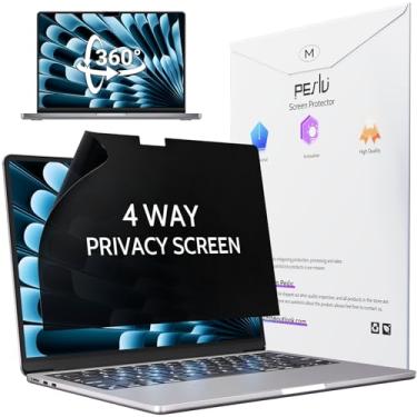 Imagem de Peslv Tela de privacidade de 360° 4 vias para MacBook Pro 16 polegadas (2021-2025, M1, M2, M3, M4), capa privada com filtro espião de luz azul antirreflexo, protetor de segurança preto sem bolhas para