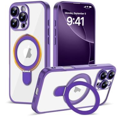 Imagem de Amzfield Capa magnética para iPhone 16 Pro com suporte [compatível com MagSafe] [proteção total da câmera] capa de telefone fina e transparente para iPhone 16 Pro, mulheres, meninas, transparente