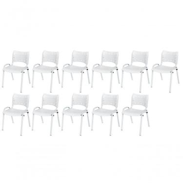 Imagem de Cadeira Iso Base Branco Igreja, Escola, Escritório - Branco Kit 11 Peças