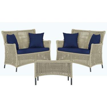 Imagem de 2 Sofás E Mesa Igapó Alumínio Preta Corda Náutica E10 Trama Rami