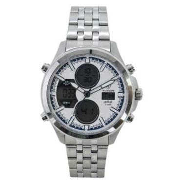 Imagem de Relógio Masculino de Aço Tuguir AnaDigi Infinity GCS-1273 Prata e Branco e Azul-Masculino