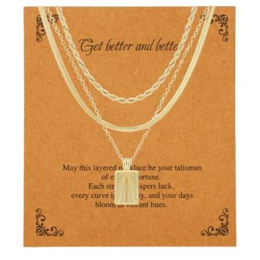 Imagem de Warmhope Colares de corrente de prata banhada a ouro real 14K para ela, empilhável, círculo, diamante, zircônia cúbica, conjunto de joias de ouro moderno, presente para o dia das mães, aniversário