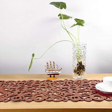 Imagem de Luqeeg Toalha de Mesa de Feltro Placemats Elegante Design Floral Resistente Ao Calor para Decoração de Casa (Café leve)