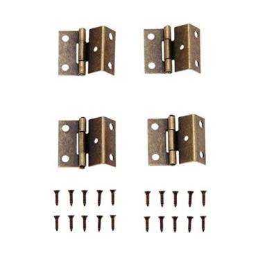 Imagem de 4 pcs armário porta bagagem móveis de jóias caixas de madeira vintage chinês velho Decoração de móveis de dobradiça 25 * 15 * 12mm YYDFPIIA (Color : Antique bronze)