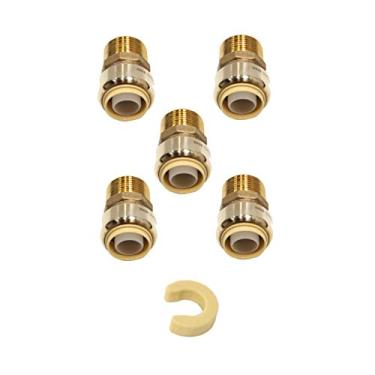 Imagem de Pacote com 5 adaptadores EFIELD Push fit 3/4 polegadas x 1 polegada macho Push to Connect Pex Copper, CPVC, com uma ferramenta de desconexão, (PF148-5PCS)