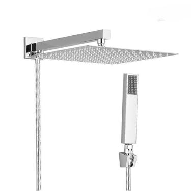 Imagem de Chuveiro E Ducha Manual De Parede Com Desviador Kit Completo Cor Fosco Preto (Prateado Quadrado #B)