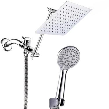 Imagem de Chuveiro E Ducha Manual De Parede Com Desviador Kit Completo Cor Fosco Preto (Prateado Quadrado #A)