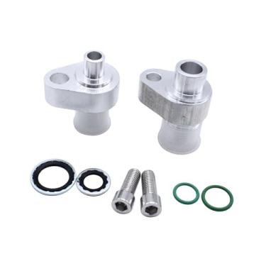 Imagem de 1 conjunto SHLPDFM usinado CNC prata LS Swap AC compressor adaptador acessórios com anéis de vedação kit de parafusos 451-1105, 451-1106, 440-822, 440-823 serve para Denso 10S17F e 10S20F